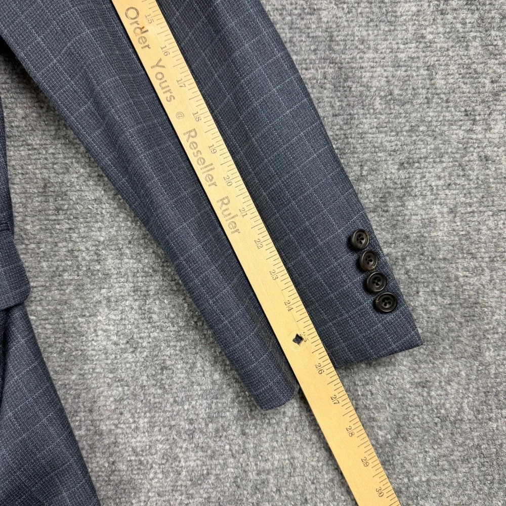 Hickey Freeman Blazer Mens 50R Blue Silk Wool Plaid Madison Sport Coat Nordstrom